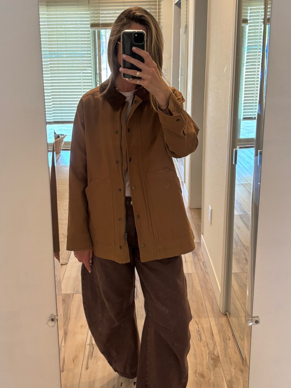 Tan Workwear Jacket with Corduroy Collar